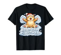 Merry Kitty Christmas - Angelo con Neve, Adorabile per Bambini e Bambine Maglietta con Stampa Grafica Economica