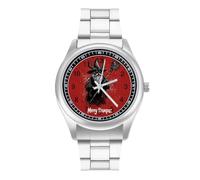 Merry Krampus Orologio da polso al quarzo personalizzato in acciaio inossidabile con numeri arabi per uomo donna