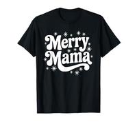 Merry Mama Christmas Mom Retro Groovy Holiday Mom Citazione Maglietta
