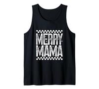 Merry Mama Christmas Mom Retro Scacchi Vacanza Citazione Canotta