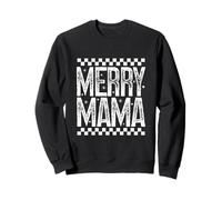 Merry Mama Christmas Mom Retro Scacchi Vacanza Citazione Felpa
