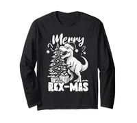 Merry Rex-mas - Dinosauro di Babbo Natale Maglia a Manica