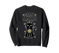 Merry Samhain Witch Cat Wicca Wiccan Occulto Halloween Felpa