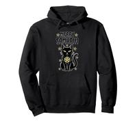Merry Samhain Witch Cat Wicca Wiccan Occulto Halloween Felpa con Cappuccio