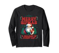 Merry Sip-Mass Coffee Hot Cocoa Costume di Natale Divertente Maglia a Manica