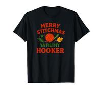 Merry Stitchmas Ya Filthy H0oker Divertente Crochet Natale Maglietta