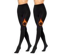 Merry Style 2 Paia Collant Termici Donna Foderati Invernali Caldi e Colorati - Leggings Outdoor MS-ATX-442 (Nero/Nero, M-L)