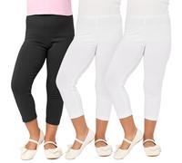 Merry Style 3 Pack Leggings 3/4 Bambina e Ragazza MS10-226 (Nero/Bianco/Bianco, 110)