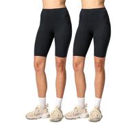 Merry Style Confezione da 2 Leggings Corti Pantaloncini Donna MS10-145 (Nero/Nero, M)