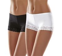 Merry Style Culotte coprenti Hipster Mutande Donna Cotone morbide Slip Donna Cotone Boxer comode Traspiranti Elasticizzate in Pizzo Intimo Femminile MSGAB55 (Nero/Bianco (2Pack), M)