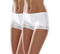 Merry Style Culotte coprenti Hipster Mutande Donna Cotone morbide Slip Donna Cotone Boxer comode Traspiranti Elasticizzate in Pizzo Intimo Femminile MSGAB55 (Bianco (2Pack), XL)