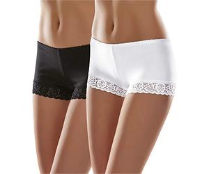 Merry Style Culotte coprenti Hipster Mutande Donna Cotone morbide Slip Donna Cotone Boxer comode Traspiranti Elasticizzate in Pizzo Intimo Femminile MSGAB55 (Nero/Bianco (2Pack), S)