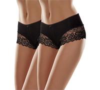 Merry Style Culotte Hipster Eleganti Mutande Donna Cotone morbide Slip Donna Cotone Boxer comode Traspiranti Elasticizzate in Pizzo Intimo Femminile Confortevole MSGAB107 (Nero (2Pack), S)