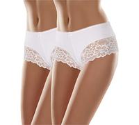 Merry Style Culotte Hipster Eleganti Mutande Donna Cotone morbide Slip Donna Cotone Boxer comode Traspiranti Elasticizzate in Pizzo Intimo Femminile Confortevole MSGAB107 (Bianco (2Pack), L)
