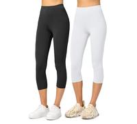 Merry Style Leggings 3/4 Donna MS10-144 (Nero/Bianco, S)