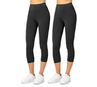 Merry Style Leggings 3/4 Donna MS10-144 (Nero/Nero, M)