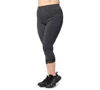 Merry Style Leggings Capri da donna a 3/4 in cotone con pizzo MS10-458, Melange scuro., 6XL plus