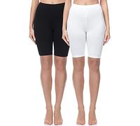 Merry Style Leggings Corti Pantaloncini Donna 2 Pack MS10-200 (Nero/Bianco(2Pack), L)