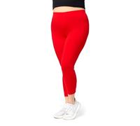 Merry Style Leggings da donna a 3/4 Capri in viscosa MS10-449, Colore: rosso, 7XL plus