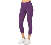 Merry Style Leggings Donna 3/4 Pantaloni Capri Morbidi e Confortevoli Leggins Donna in Cotone Traspirante Elastici e Delicati sulla Pelle Sensibile MS10-199 (Porpora,XS)