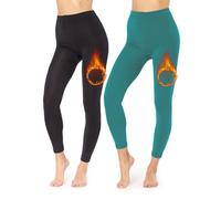 Merry Style Leggings Donna Termici Pantaloni Donna Invernali Caldi Abbigliamento Outdoor Leggins Pile Pantacollant MS-ATX-441 (2 Pezzi Nero/Smalto, M-L)