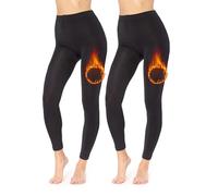 Merry Style Leggings Donna Termici Pantaloni Donna Invernali Caldi Abbigliamento Outdoor Leggins Pile Pantacollant MS-ATX-441 (2 Pezzi Nero/Nero, XS-S)