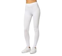 Merry Style Leggings Lunghi Donna in Viscosa con Elastan Ampia Pantaloni Donna Banda Elastica Leggins per Casa Palestra Tempo Libero MS10-143 (Bianco, XL)