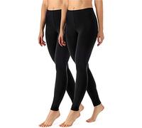 Merry Style Leggings Lunghi Donna in Viscosa con Elastan Ampia Pantaloni Donna Banda Elastica Leggins 2 Pack MS10-143 (Nero/Nero, XXL)