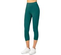 Merry Style Leggins Corti Donna 3/4 Pantaloni Capri Leggins Donna in Viscosa Traspirante, Pantaloncini Fitness Corti per Sportivi o Casual MS10-144 (Verde Smeraldo, L)