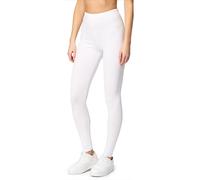 Merry Style Lunghi Leggings Fuseaux Sportivi da Donna Pratico Modello a Vita Alta in Cotone Naturale MS10-198 (Bianco, M)