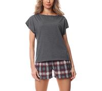 Merry Style Pigiama Corto Donna MS10-178 (Mélange Scuro/Bordeaux, XL)
