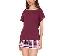 Merry Style Pigiama Corto Donna MS10-178 (Rosso Vinaccia/Quadri, L)