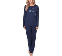Merry Style Pigiama Manica Lunga Donna 91LW1 (Blu Scuro (Manica Lunga), S)