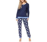 Merry Style Pigiama Manica Lunga Donna MS10-168(Blu Scuro Orso-2, XL)