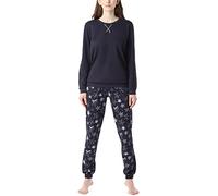 Merry Style Pigiama Manica Lunga Donna MS10-168 (Navy (Stella d'Argento), S)