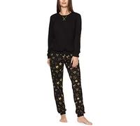 Merry Style Pigiama Manica Lunga Donna MS10-168(Nero Stelle Gialle, XL)