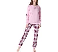 Merry Style Pigiama Manica Lunga Donna MS10-168(Rosa - a Scacchi, XXL)