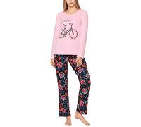 Merry Style Pigiama Manica Lunga Donna MS10-169 (Luce Rosa/Fiori2, XL)