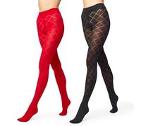 Merry Style Set da 2 Collant Opachi Donna MS 328 60 DEN (Nero/Rosso, M)