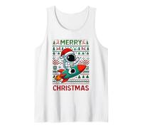 Merry Ugly Christmas Funny Santa Astronaut Riding Rocket Canotta