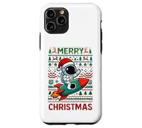 Merry Ugly Christmas Funny Santa Astronaut Riding Rocket Custodia per iPhone 11 Pro
