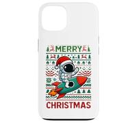 Merry Ugly Christmas Funny Santa Astronaut Riding Rocket Custodia per iPhone 13