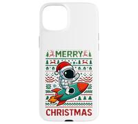 Merry Ugly Christmas Funny Santa Astronaut Riding Rocket Custodia per iPhone 15 Plus