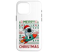 Merry Ugly Christmas Funny Santa Astronaut Riding Rocket Custodia per iPhone 16 Pro Max