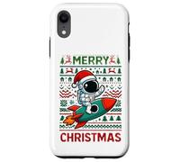 Merry Ugly Christmas Funny Santa Astronaut Riding Rocket Custodia per iPhone XR