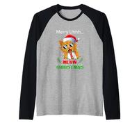 Merry UHHH Meow Christmas Cat Illustration Graphic Designs Maglia con Maniche Raglan