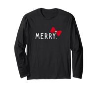 Merry with A Red Christmas Bow Sottile, Minimal Funny Holiday Maglia a Manica