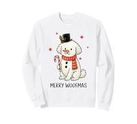 Merry Woofmas Bichon Frisé Christmas Design con Bastoncino di Zucchero Felpa