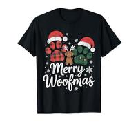 Merry Woofmas Funny Paws Cappello di Babbo Natale Maglietta