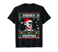 Merry Woofmas Pit Bull Dog Funny Christmas Ugly Xmas Maglietta